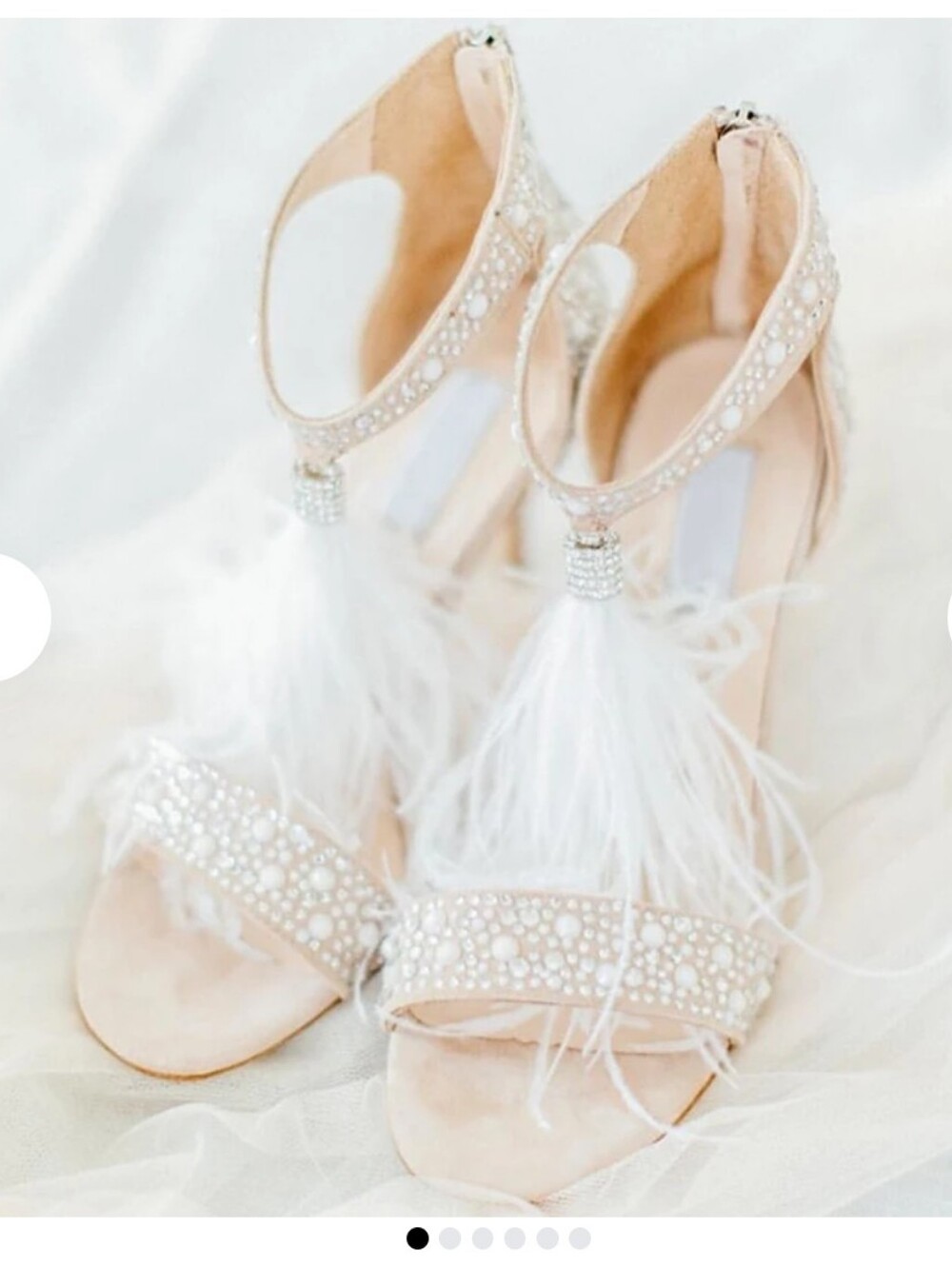 Women's Nude Rhinestone & Feather Strappy Heels Size 10 NWOT Gorgeous 😍 - Picture 4 of 7